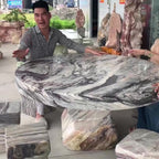 Bàn ghế đá tự nhiên nguyên khối sân vườn ảnh thực tế số 1