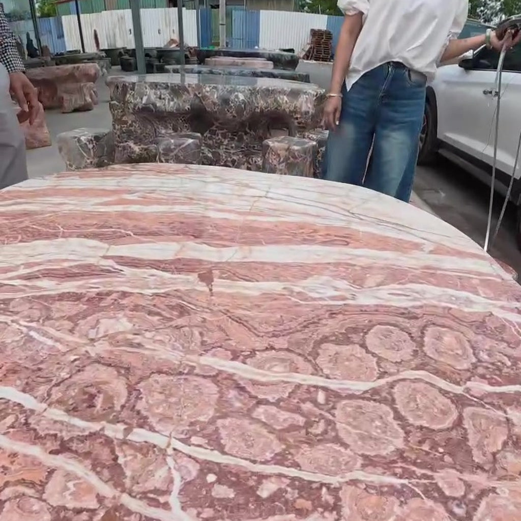 Bàn ghế đá nguyên khối uống trà sân vườn ảnh thực tế số 2