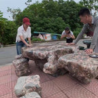 Bàn ghế đá sân vườn cao cấp đá nguyên khối ảnh thực tế số 4