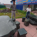 Bộ bàn ghế đá phong thủy nguyên khối ảnh thực tế số 3