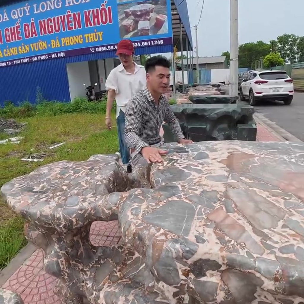 Bàn ghế đá sân vườn cao cấp đá nguyên khối ảnh thực tế số 3