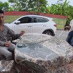 Bộ bàn ghế đá sân vườn nguyên khối ảnh thực tế số 2