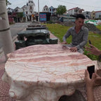 Bàn ghế đá nguyên khối uống trà sân vườn ảnh thực tế số 3