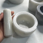 Cối đá trắng Cẩm thạch , dùng để giã gia vị , tỏi , ớt, tiêu, giã cua, tôm