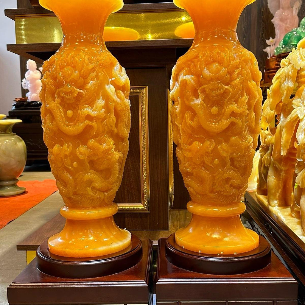 Lục Bình Đá Hoàng Long , Chạm Khắc Rồng
