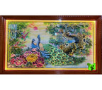 Tranh Đá Quý Đôi chim công – Vẻ đẹp sơn thủy hữu tình, sang trọng và bình an - HTX. Tân Ngọc Phát