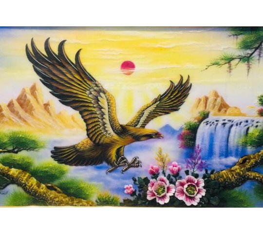 Tranh Đá Quý Đại bàng tung cánh 01 Phong Thủy – Vẻ đẹp sơn thủy hữu tình - HTX. Tân Ngọc Phát