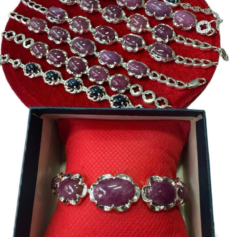 Lắc bạc đính đá ruby, chơi trang sức , sưu tầm, thời trang..v.v..