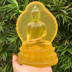 Tượng Phật , Dược sư lưu ly , đá lưu ly  màu vàng và xanh dương, tượng cao 15cm