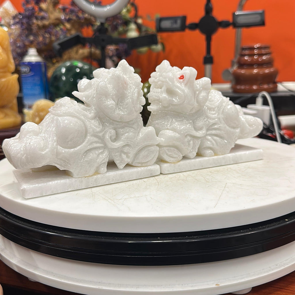 Tỳ hưu Cẩm thạch trắng  12cm