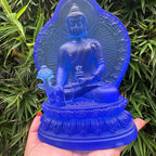 Tượng Phật , Dược sư lưu ly , đá lưu ly  màu vàng và xanh dương, tượng cao 15cm