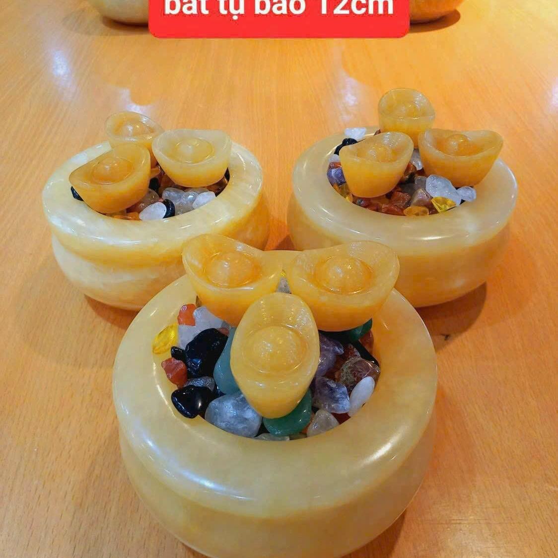 Bát tụ bảo đá vàng hoàng Long đủ size 10  - 30cm Phòng Khách