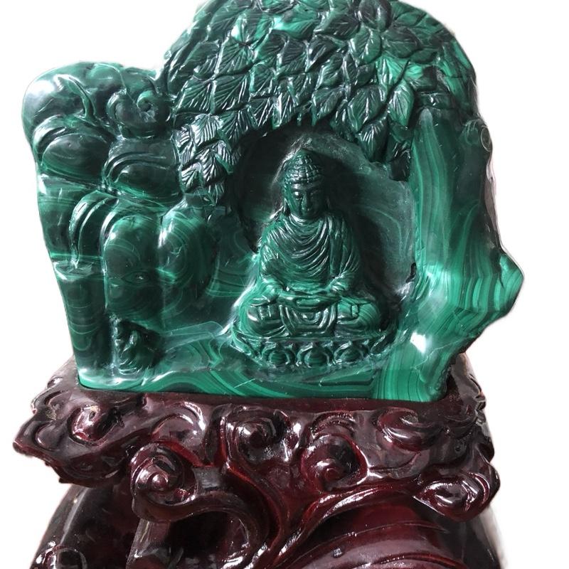 Tượng Phật a di đà đá malachite - Mã sản phẩm: A-D-M-L-K