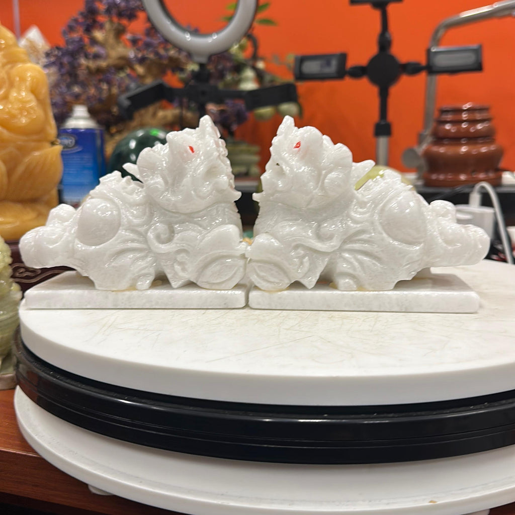 Tỳ hưu Cẩm thạch trắng  12cm