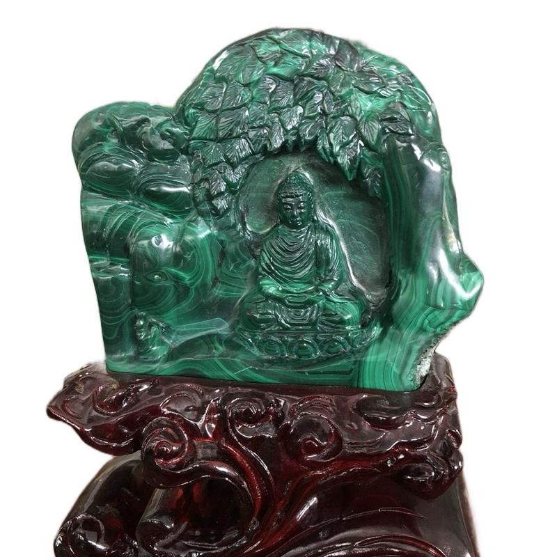Tượng Phật a di đà đá malachite - Mã sản phẩm: A-D-M-L-K