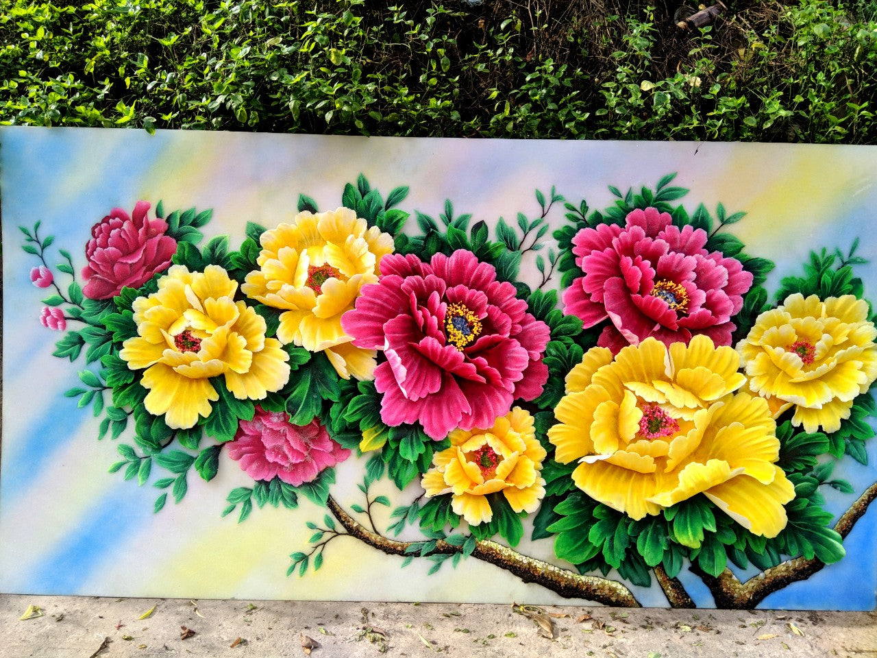 Tranh Đá Quý Hoa Khai Phú Quý 3D TPC 077 – Mẫu Đơn Tài Lộc - tranh đá quý phong thủy HTX Tân Ngọc Phát