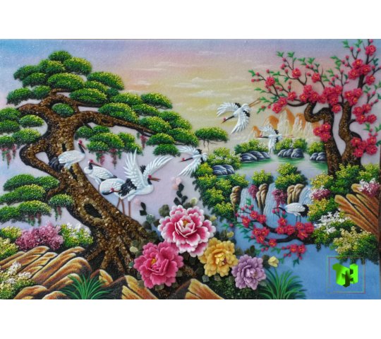 Tranh Đá Quý Tùng hạc diên niên - Bách hạc quần tùng (cập nhật mẫu mới 8.2023) Phong Thủy Cao Cấp - HTX. Tân Ngọc Phát