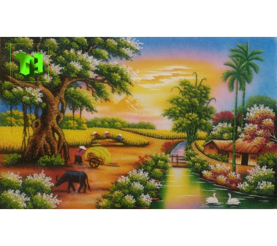 Tranh Đá Quý Phong cảnh làng quê mẫu 2024 – Vẻ đẹp quê hương yên bình và ấm áp - HTX. Tân Ngọc Phát