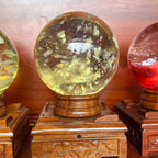 Bi cầu Obisidian Vàng + đế 7 màu