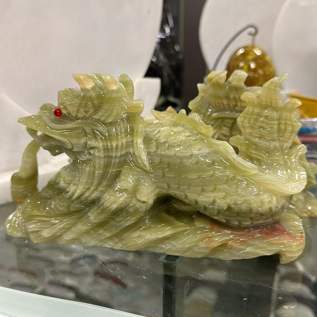 Rồng phong thủy đá Ngọc onyx xanh