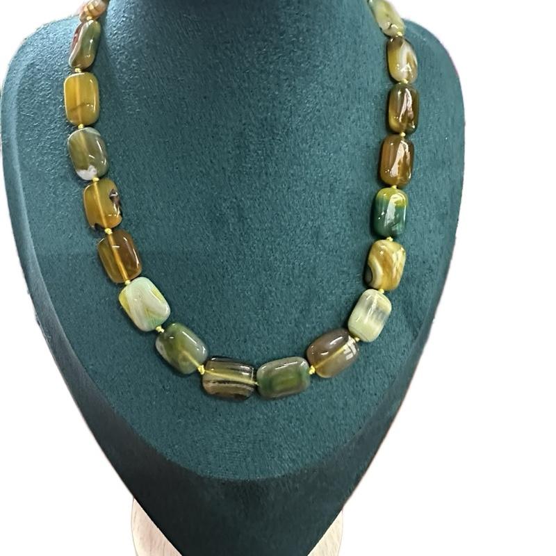 Vòng đeo cổ bằng đá mã não Trang trí trang sức thời trang chơi sưu tầm màu xanh dương đẹp mắt