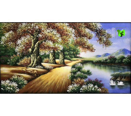 Tranh Đá Quý Phong cảnh mùa thu Phong Thủy – ảnh sản phẩm 1 – Xuân Ngọc Phát