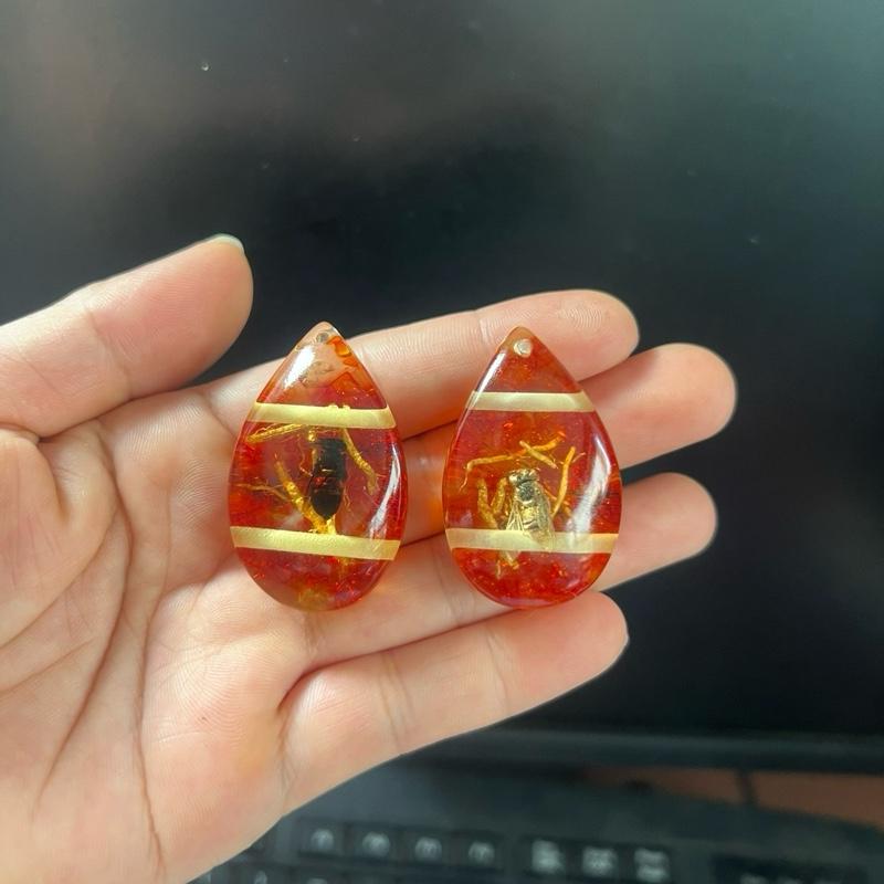 Mặt dây Hổ Phách - Đá Quý Long Hoa