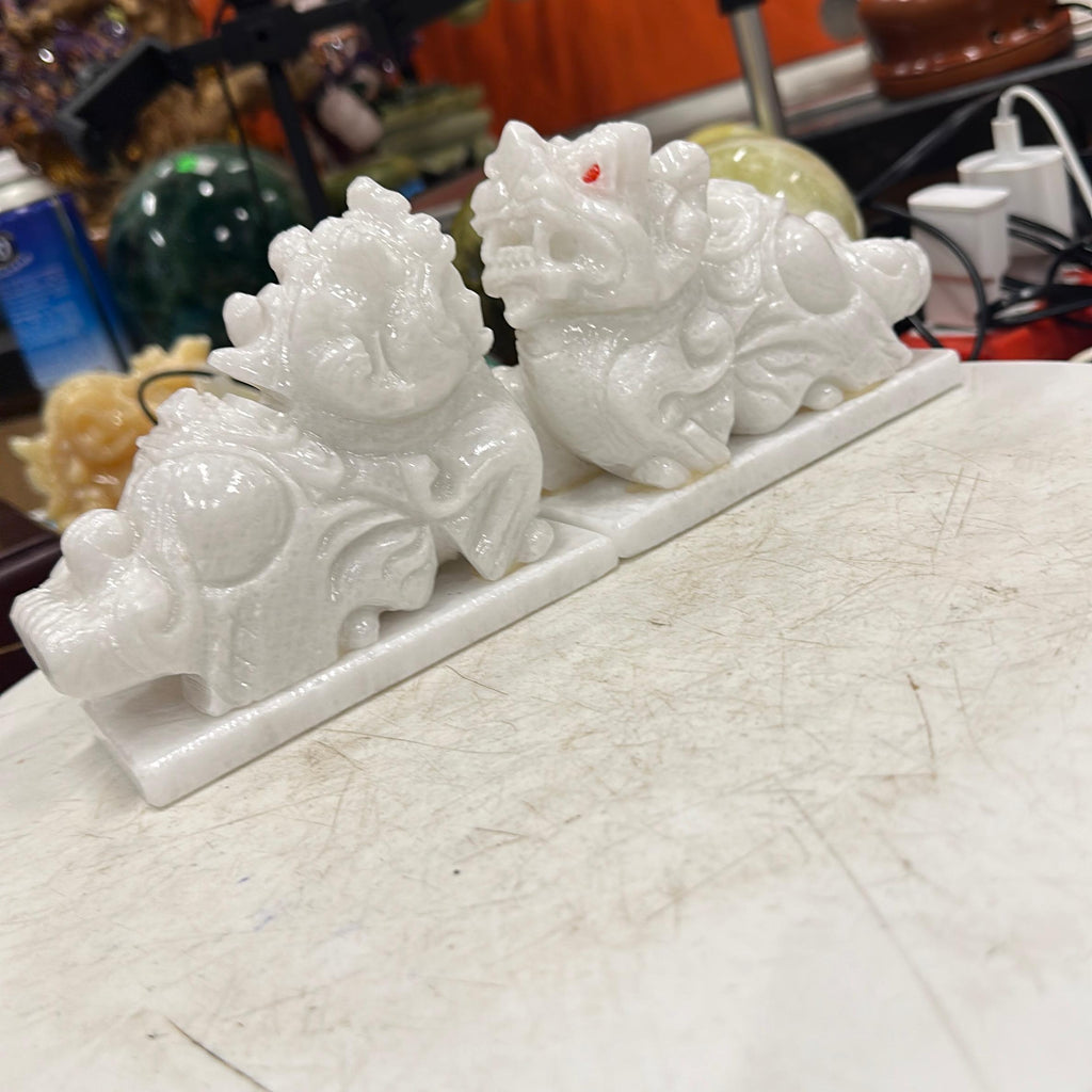 Tỳ hưu Cẩm thạch trắng  12cm