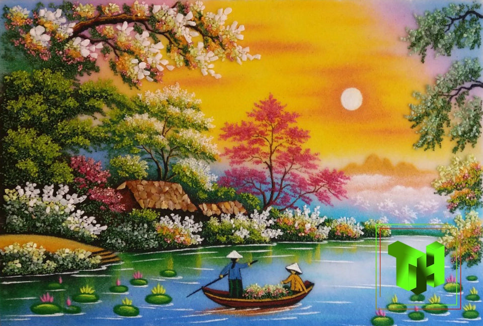 Tranh Đá Quý Sông quê mẫu 2024 – Vẻ đẹp quê hương yên bình và ấm áp - HTX. Tân Ngọc Phát