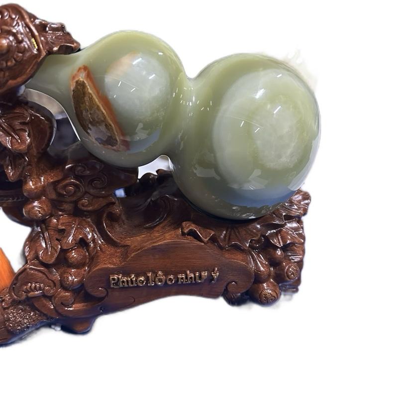 Hồ lô đá Onyx khắc chữ phúc lộc. Chất đá nguyên khối đẹp, chơi chưng bày phong thủy, trang trí…