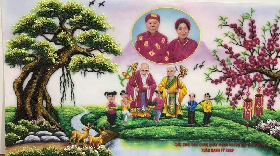 Tranh Đá Quý Cao Cấp Mừng Thọ - Hình ảnh chi tiết 2