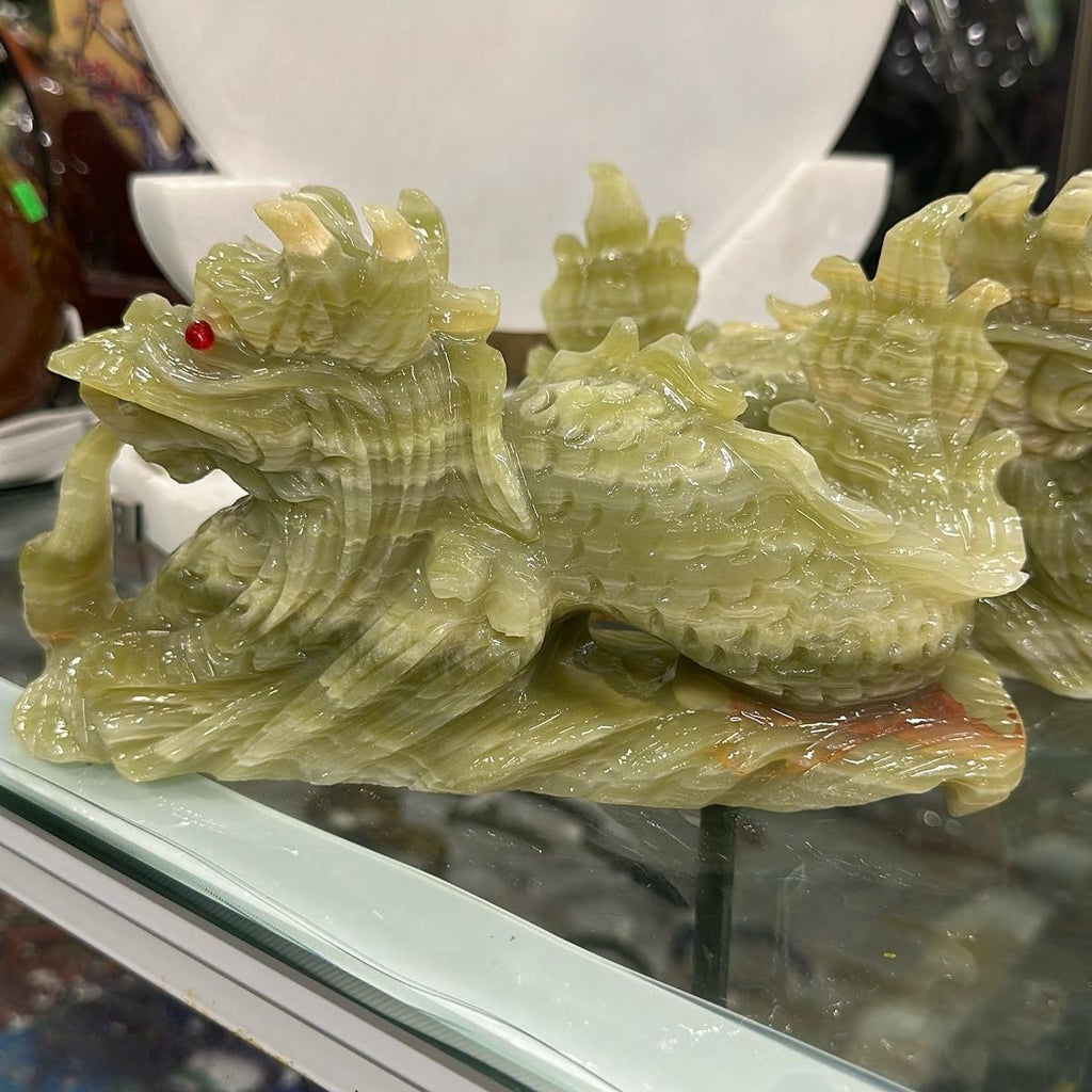 Rồng phong thủy đá Ngọc onyx xanh