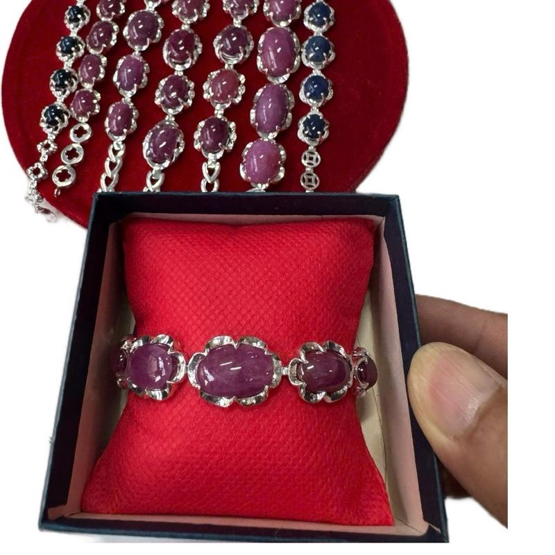 Lắc bạc đính đá ruby, chơi trang sức , sưu tầm, thời trang..v.v..