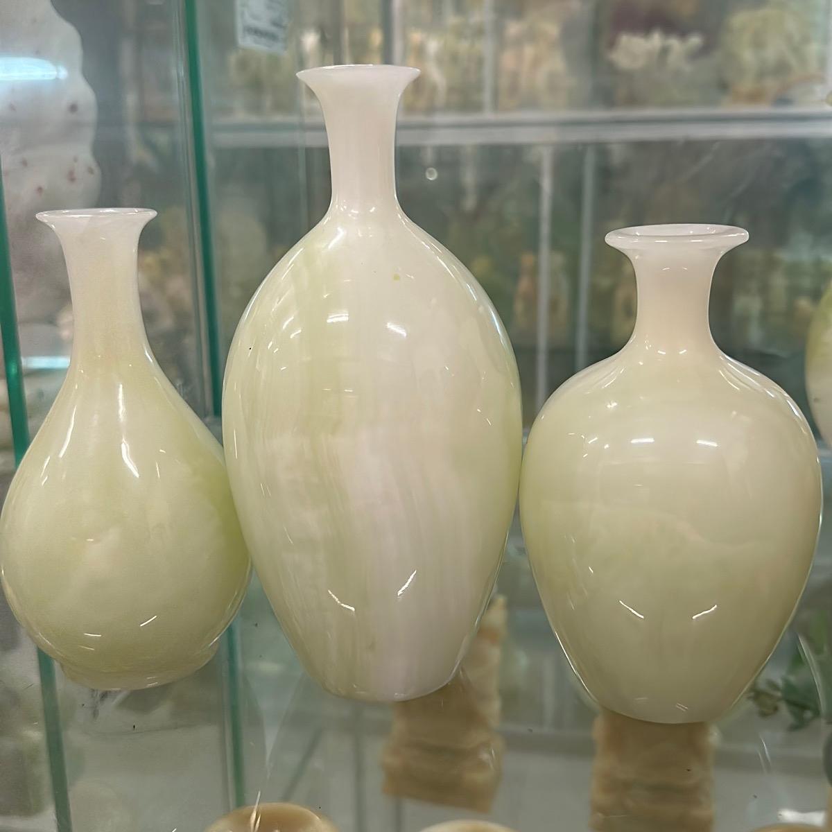 Bộ 3 bình hoa đá onyx