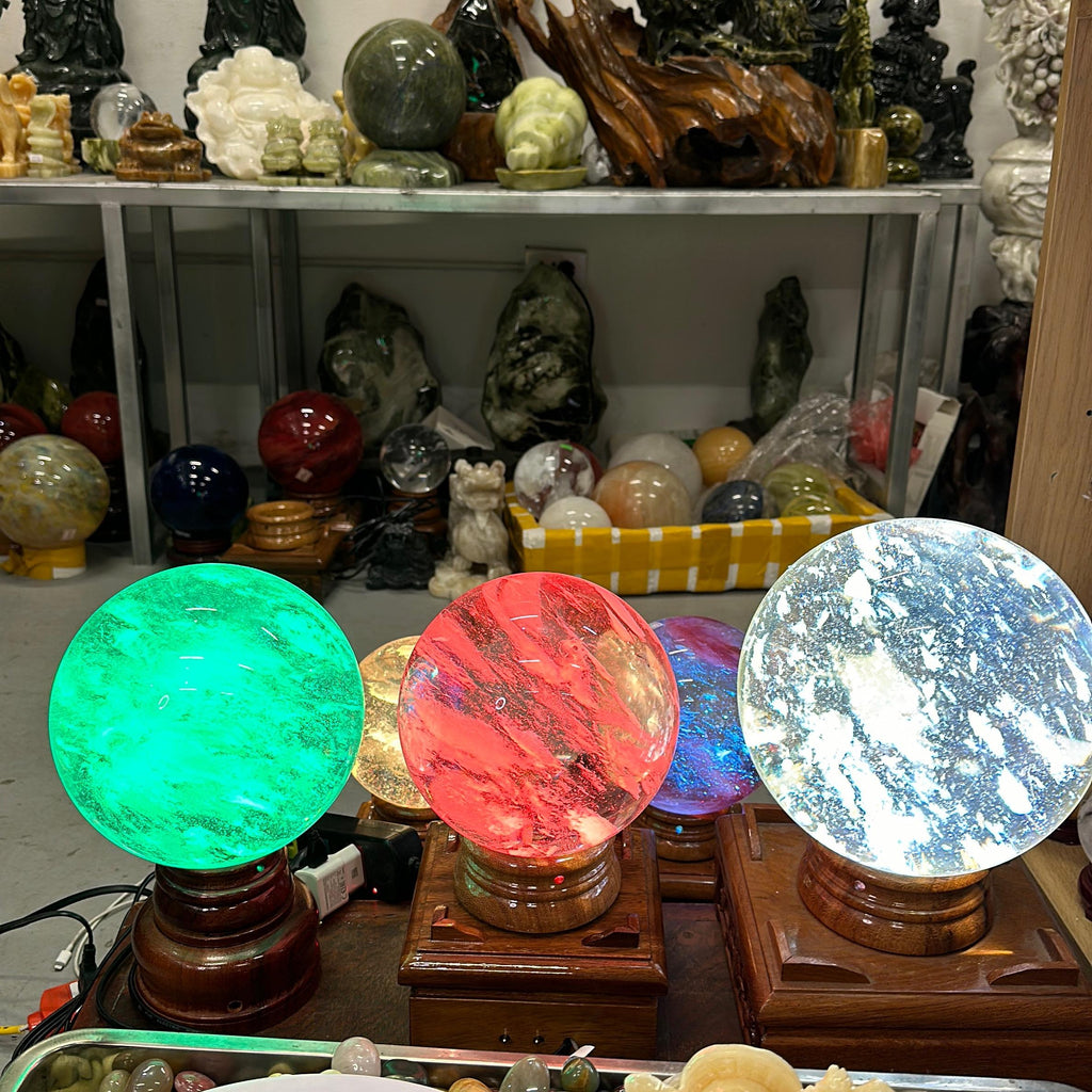 Bi cầu đá Obisidia  + đế nhiều màu