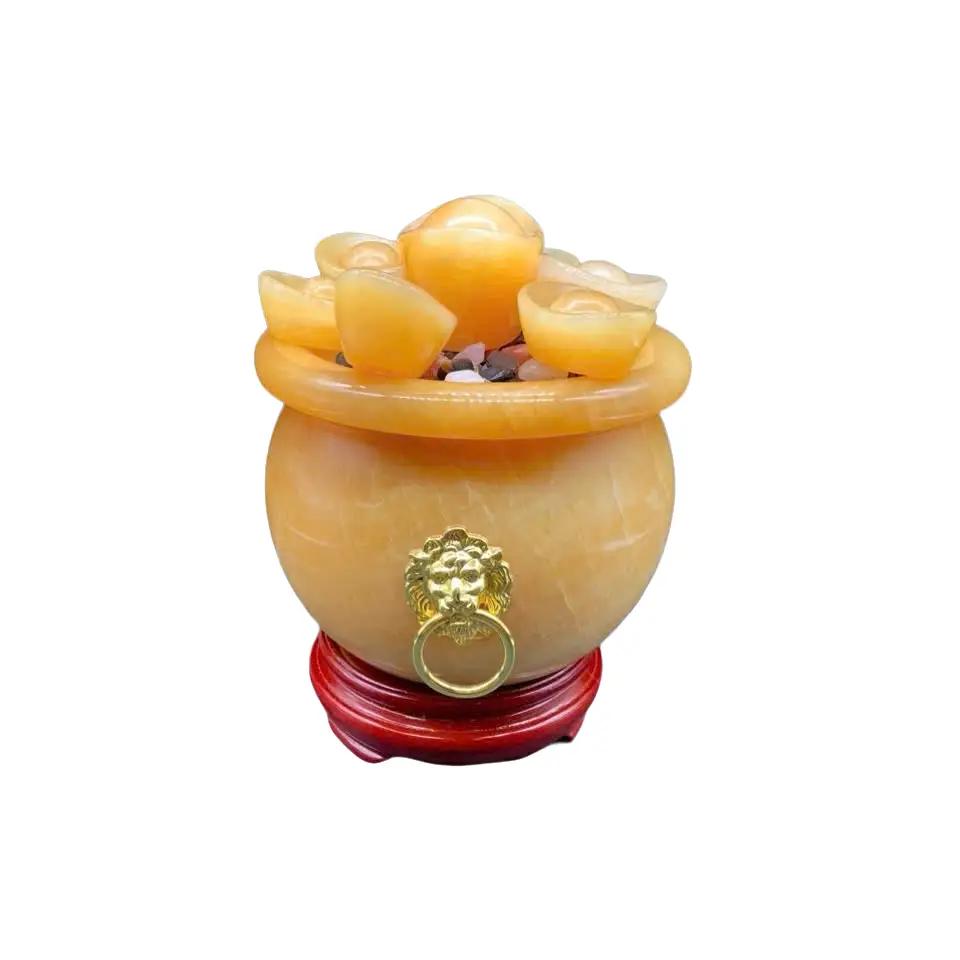 Bát tụ bảo đá vàng hoàng Long kích thước 26cm trưng ban thần tài , để trưng phòng e