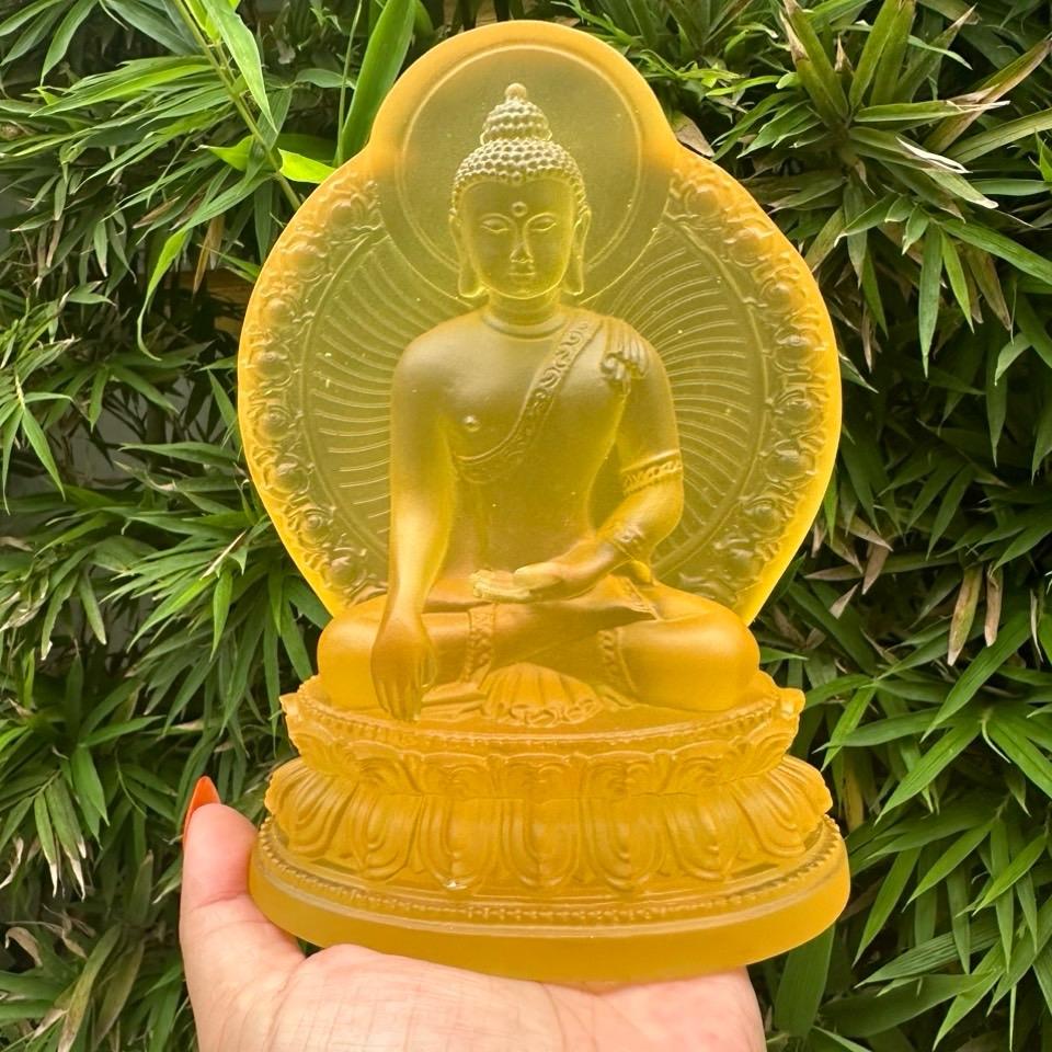 Tượng phật dược sư lưu ly , đá lưu ly size 18cm