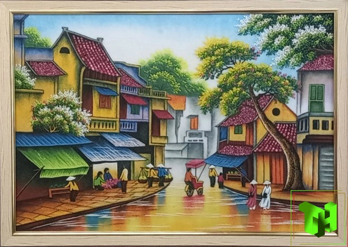 Tranh Đá Quý Phố cổ Hà Nội 2024 Phong Thủy – Vẻ đẹp thủ đô cổ kính - HTX. Tân Ngọc Phát