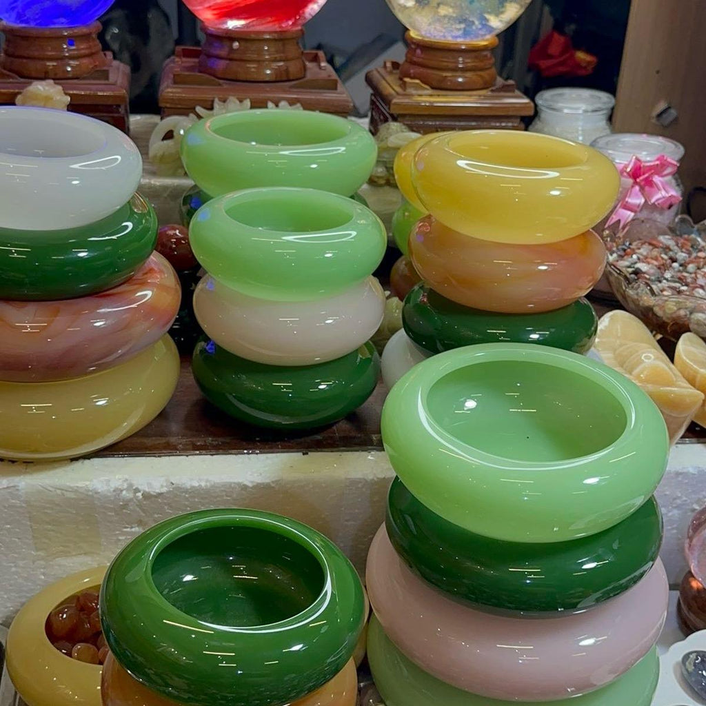 Bát đá mã não, làm bát tụ thuỷ  bát dâng hoa, ban thờ thần tài đủ màu, xanh , đỏ ,size 16-20cm