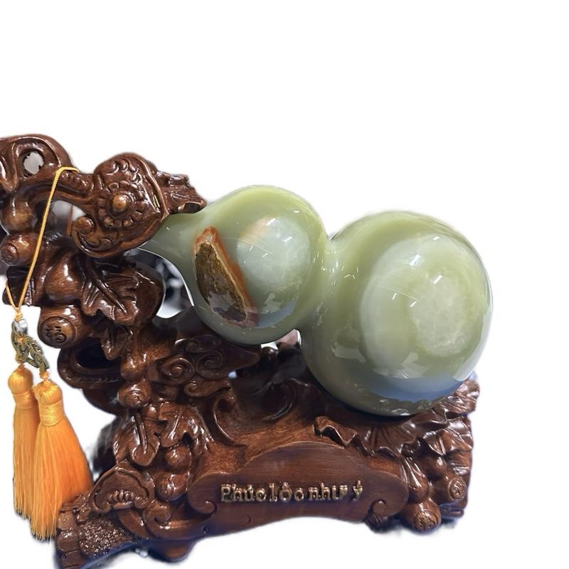 Hồ lô đá Onyx khắc chữ phúc lộc. Chất đá nguyên khối đẹp, chơi chưng bày phong thủy, trang trí…