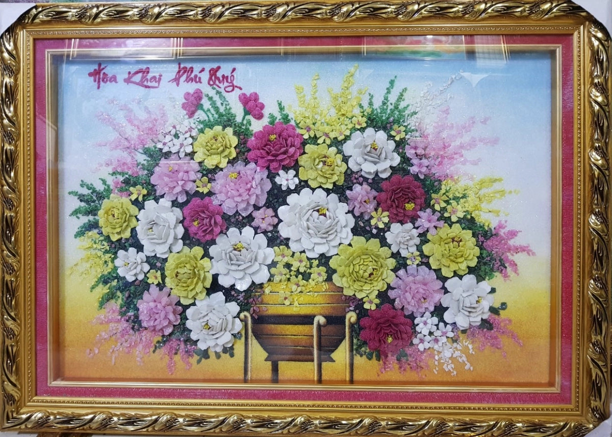 Tranh Đá Quý Bình Hoa Tĩnh Vật Nghệ Thuật Sang Trọng Phong Thủy – Sang trọng, tinh tế và ấm áp không gian chế tác từ đá quý tự nhiên Lục Yên