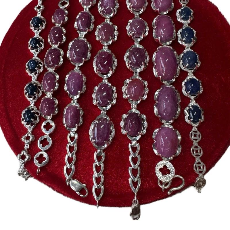 Lắc bạc đính đá ruby, chơi trang sức , sưu tầm, thời trang..v.v..