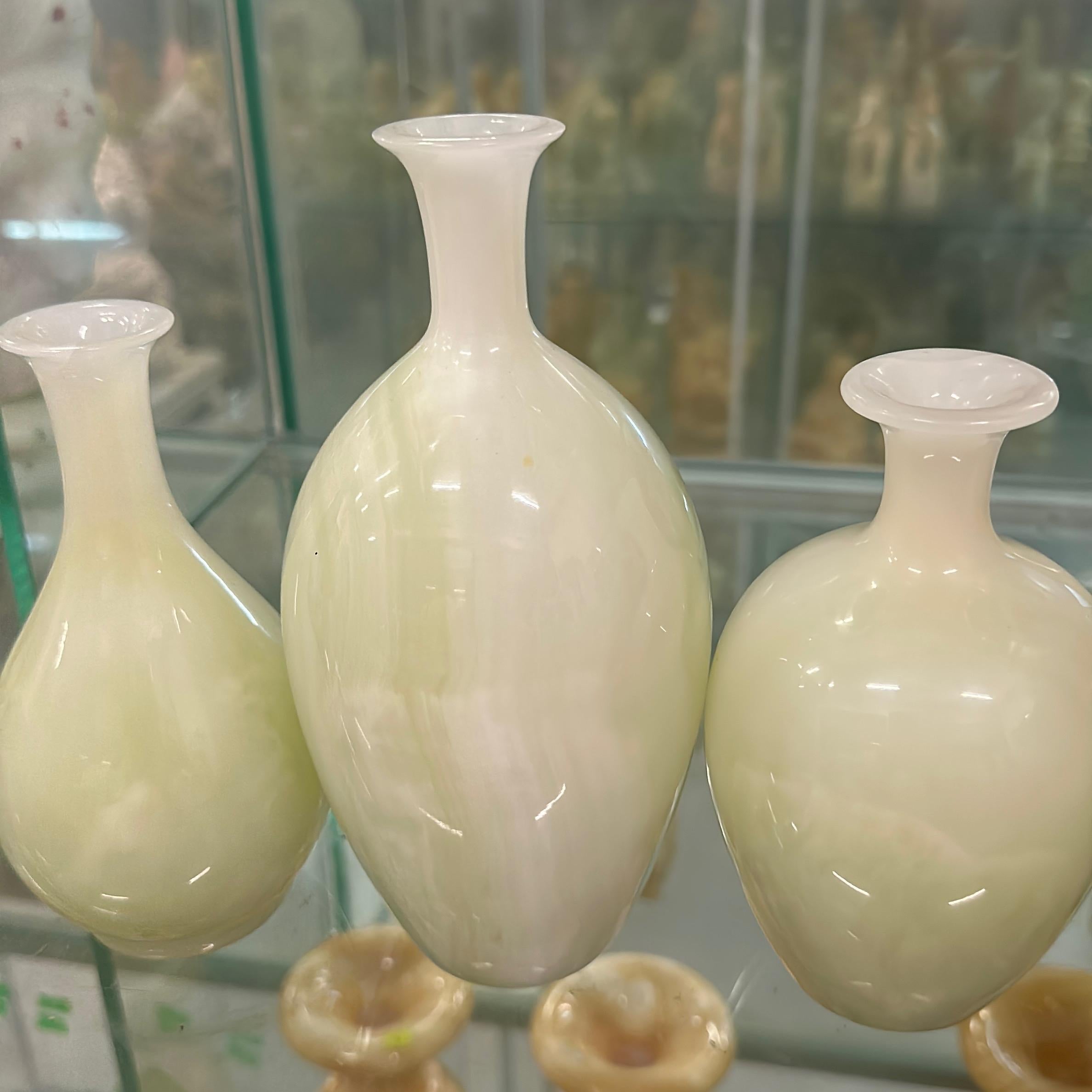 Bộ 3 bình hoa đá onyx