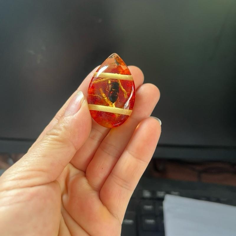 Mặt dây Hổ Phách - Đá Quý Long Hoa