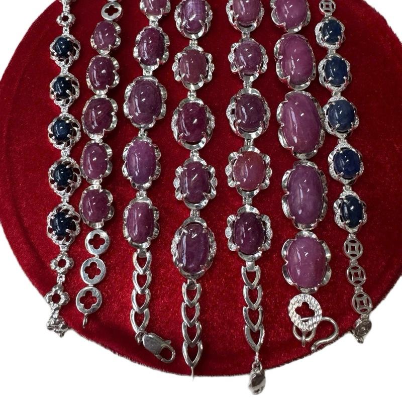 Lắc bạc đính đá ruby, chơi trang sức , sưu tầm, thời trang..v.v..