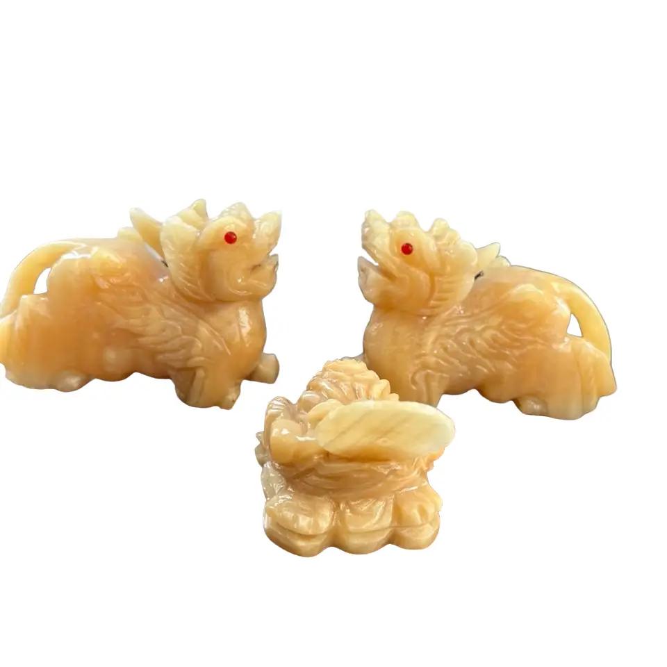 Tỳ hưu đá vàng hoàng Long + cóc đá vàng hoàng Long size 15 cm
