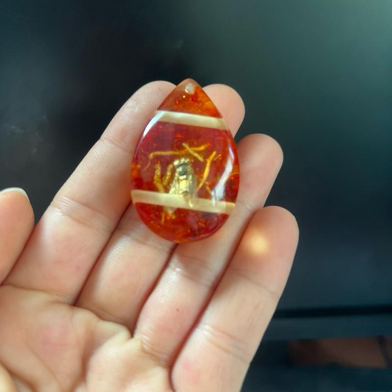 Mặt dây Hổ Phách - Đá Quý Long Hoa