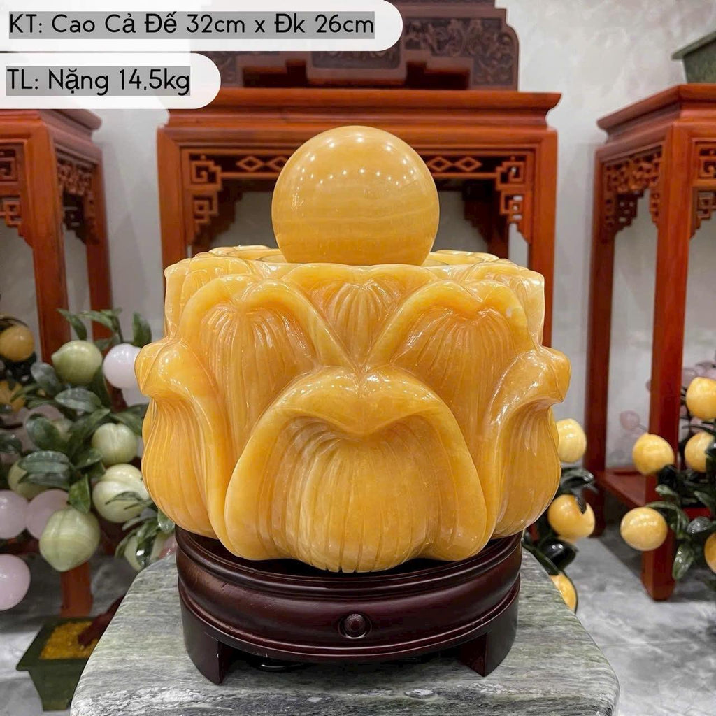 Phong thủy luân  đá vàng hoàng size 26cm, trưng sảnh công ty rất vượng phong thuỷ
