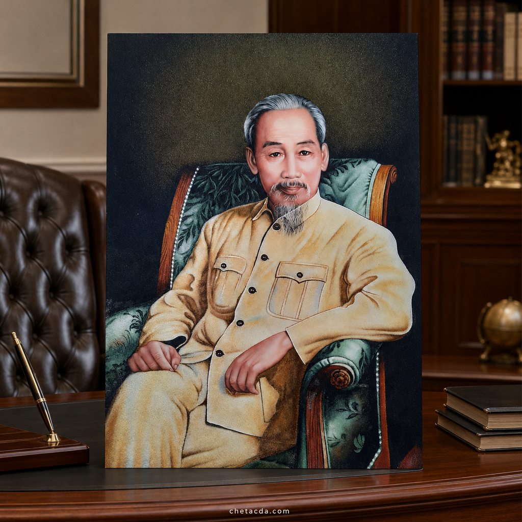 Tranh Đá Quý Cao Cấp Chân Dung Hồ Chí Minh – Mẫu 02 - Hình ảnh chi tiết 2