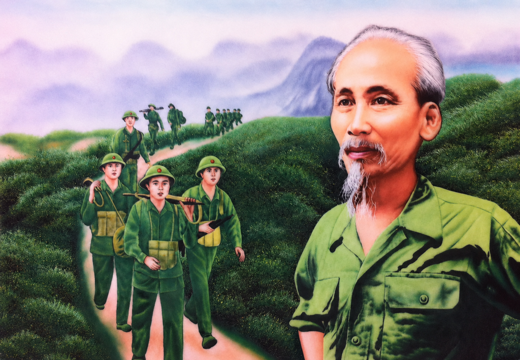 Tranh Đá Quý Cao Cấp Bác Hồ hành quân – Mẫu 02 - Hình ảnh chi tiết 6